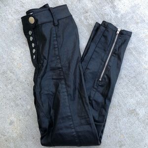 H&M Faux Leather Button Up High Rise Skinny Jeans